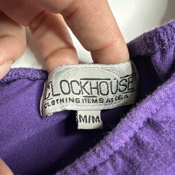 Y2K Clockhouse Womens XS Small Purple Off Shoulder Baby Tee Cap Sleeve Top - Picture 7 of 10